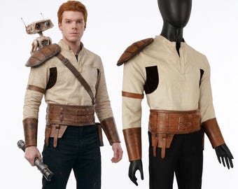 Kyle Katarn Jedi Knight Star Wars Cosplay Costume - High Fidelity Screen Accurate - Custom Jedi Survivor Outfit with Leather Belt