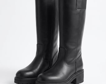 Darth Vader cosplaylaarzen – Zwarte leren Sith Lord schoenen (met ritssluiting aan de zijkant)