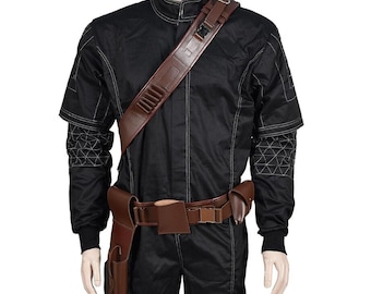 Schwarzes Mandalorian Fluganzug Kostüm | Halloween Cosplay Kostüme | Kopfgeldjäger Taktischer Anzug