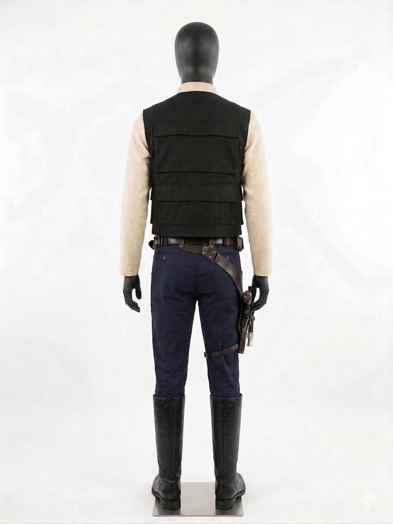 Han Solo Cosplay Costume - Star Wars Smuggler Flight Suit, Corellian Bloodstripe Pants & Vest - Galactic Scoundrel Halloween Outfit image 4