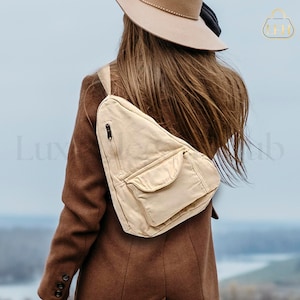 Crossbody Sling Canvas Bag, Chest bag Japanese style, Messenger Bag, Shoulder Bags With Pockets, Unisex bags, Travel Bags, Casual Bags Gift.