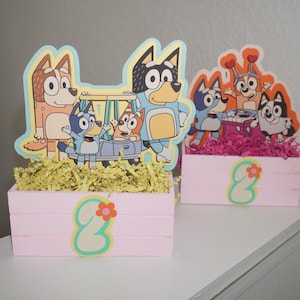Custom  Birthday Centerpieces – bluey for boy or girl – Personalized Party Table Decorations – Kids Birthday Decor – Handmade Party Supplies