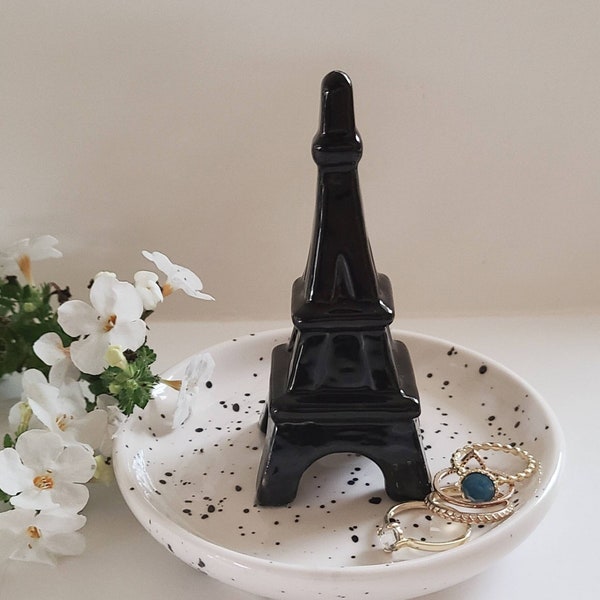 Eiffel Tower Jewelry Storage/Dish Round Sculpture/Eiffel Tower/French Designs/Eiffel Tower Ceramic Dish/Wedding Favor Trinket Holder