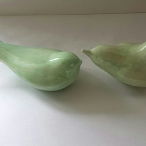 Wedding Cake Toppers/Birds Mint Green Modern Elegant Shape/Love Birds Vintage Designs/Ceramic Wedding Keepsake Birds
