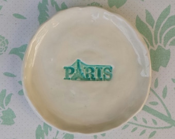 Paris Themed Trinket Dish/ Jewelry Storage/ Engagement Dish/ Anniversary Gift/ Keepsake Ring Dish/ Home Decor/ Soap Dish