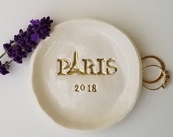 French Personalized Dish Ceramic Keepsake Holiday Trinket Dish Brides Made Ring Dish Home Decor Wedding Gift Anniversary Gift Friend Gift