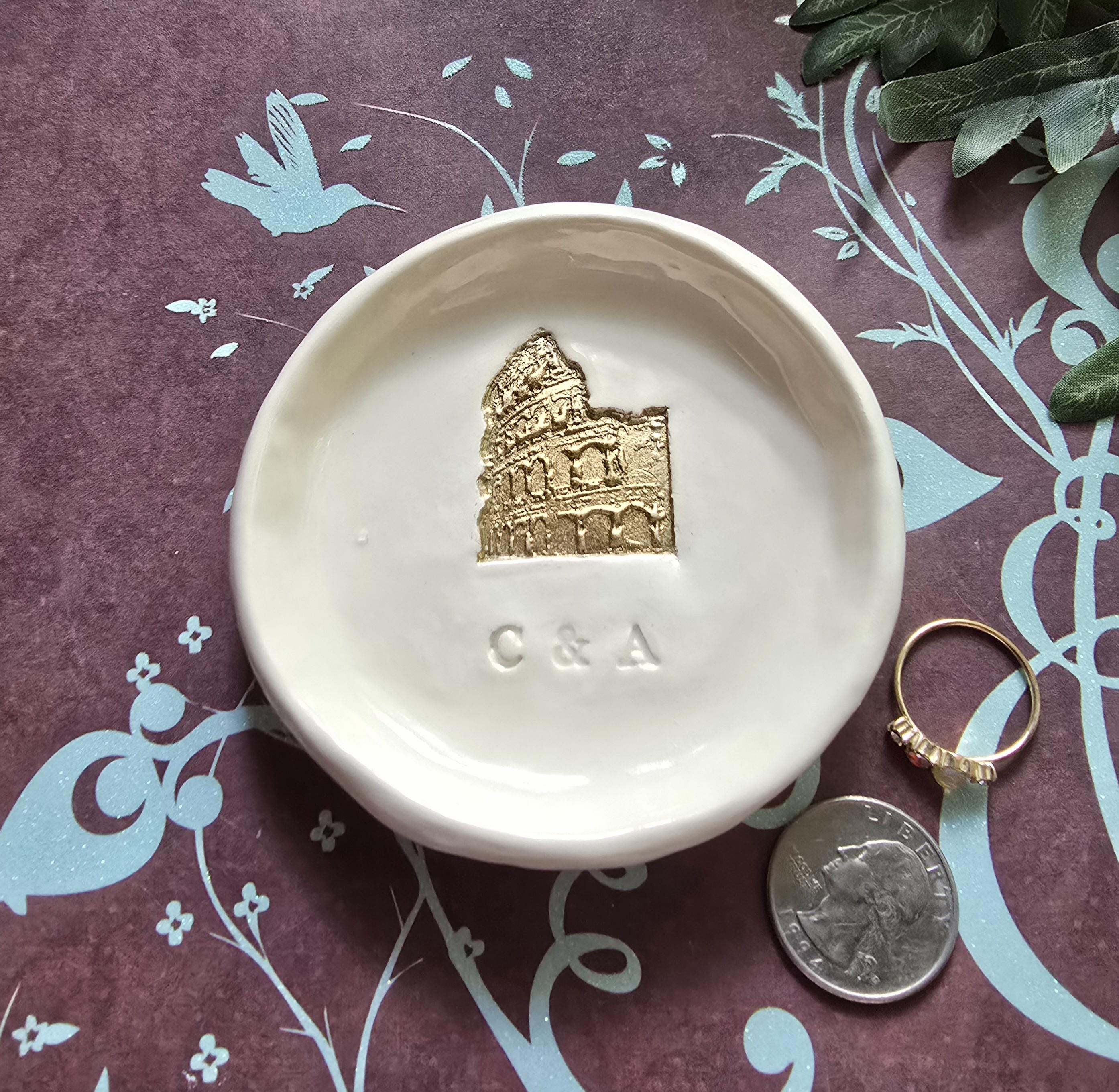 Italian Dish Design/Colosseum/Tower of Pisa/Personalized Italian Gift/Rome Gift Keepsake Dish/Engagement Italian Ceramic/Wedding Gift/