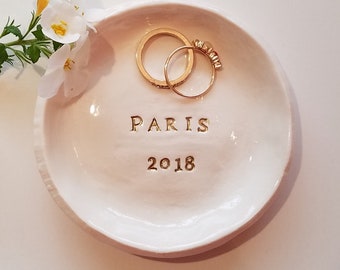 French Keepsake Ceramic Dish Trinket Dish Gift Brides Made Ring Dish Home Decor Wedding Gift Anniversary Gift Friend Gift