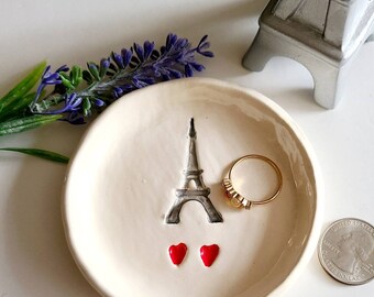 Personalized French Gift Couples Eiffel Tower Engagement Dish Black Letters And Heart  Gift Brides Made French Ceramic Dish Wedding