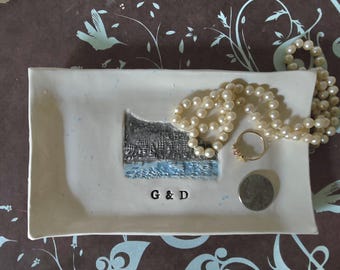 Italian Dish Amalfi Coast Design/Personalized Italian Gift/Rome Gift Keepsake Dish/Engagement Italian Ceramic/Wedding Gift/Large 7x4 inches
