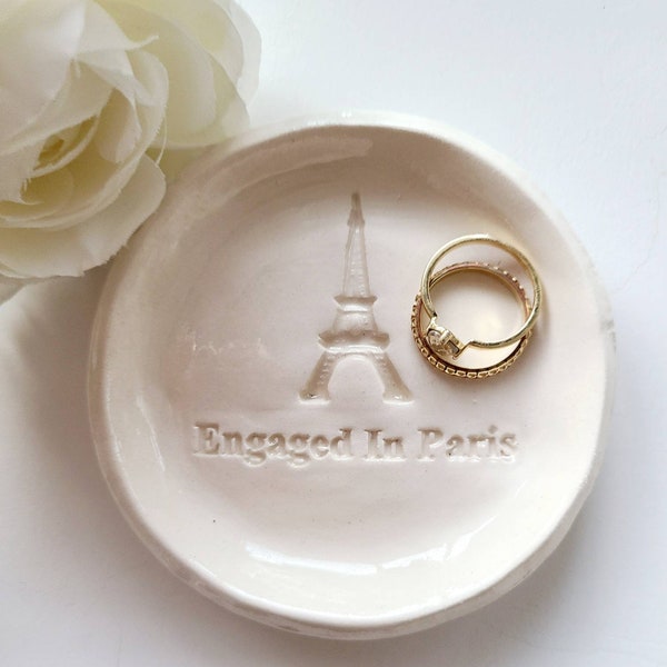 French Engaged In Paris/Dish Ceramic Keepsake Holiday/ Travel Gift/Trinket Dish/Ring Dish/ Wedding Gift Anniversary Gift Friend Gift