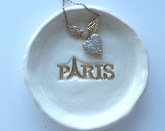 Ring Dish Paris Trinket Dish Ceramic with Gold Wedding Dish Ring Dish Home Decor In Stock ready to Ship