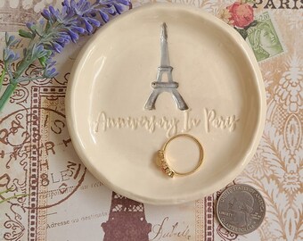 Anniversary In Paris/French Design Dish/Travel Gift/Gift For Friends/Keepsake Dish/Engagement French Ceramic/Wedding Gift/Ready To Ship