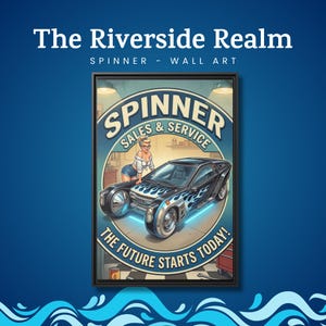 Spinner Sales & Service Arte de coches retro futuristas / Lienzo mate enmarcado / Inspirado en Blade Runner