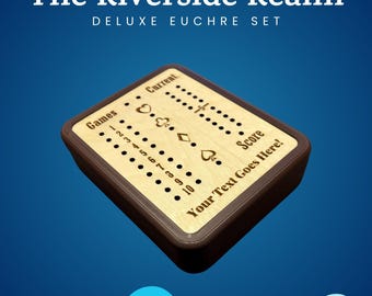 Personalized Euchre Scoreboard Set: Baltic Birch Case, Magnetic Base