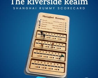 Shanghai Rummy Scoreboard: Wooden Card Game Tracker