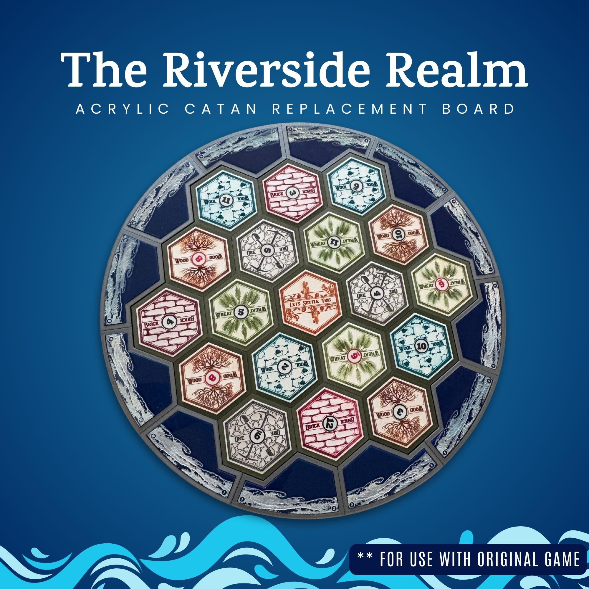 Wooden Replacement Tiles For Catan - Deluxe 6 Player Hex Tile Set