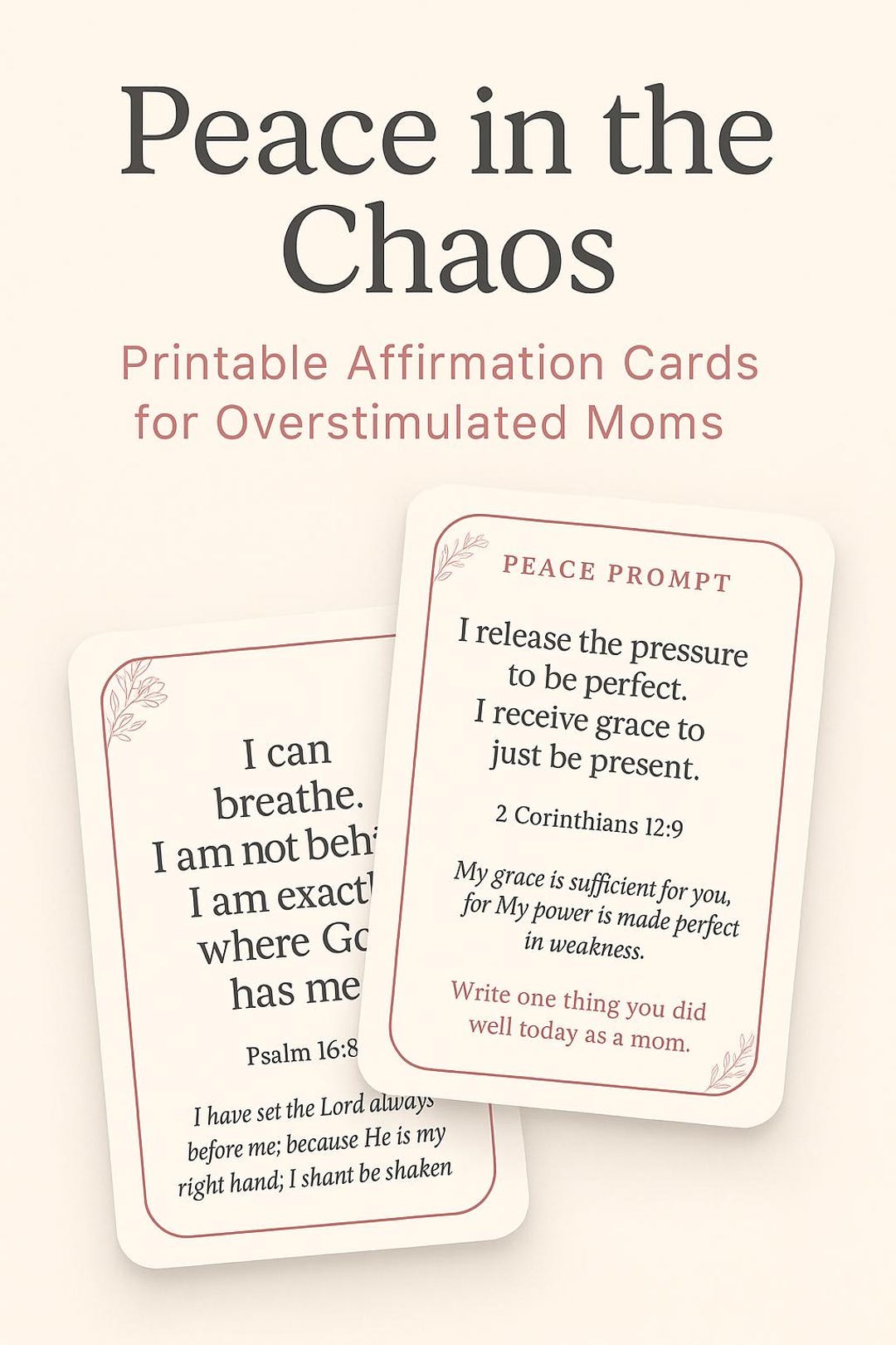Printable Christian Affirmation Cards for Moms Scripture-based ...