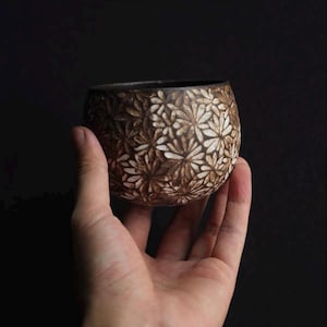 Handmade Ceramic Cup | Wabi Sabi Tea Mug | Rustic Black Sandstone Glaze | 261ml Pottery Master Cup | Unique Artisan Drinkware