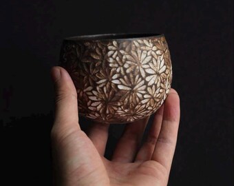 Handmade Ceramic Cup | Wabi Sabi Tea Mug | Rustic Black Sandstone Glaze | 261ml Pottery Master Cup | Unique Artisan Drinkware
