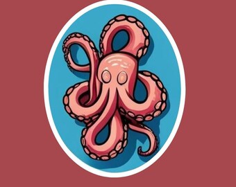 Oktopus Sticker | Vinyl-Aufkleber | Wasserfester Aufkleber | Ölfarbe| Laptop Aufkleber | Wasserflasche Aufkleber | Autoaufkleber | süßes Geschenk | Ozean