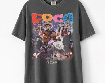 Camiseta retro de los personajes de la película Coco de Disney Pixar, camiseta retro con estampado de Miguel y Héctor, camiseta musical Remember Me, Magic Kingdom