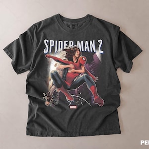 Vintage Spider-Man 2 Peter Parker Mary Jane Retro Graphic Tee, Marvel-filmen T-shirt Presenter bild 3