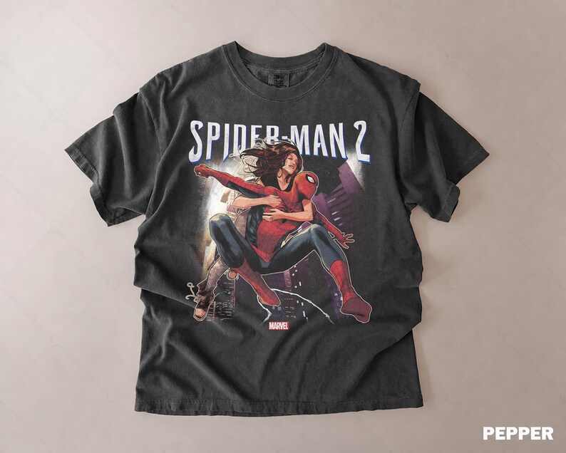 Vintage Spider-Man 2 Peter Parker Mary Jane Retro Graphic Tee, Marvel-filmen T-shirt Presenter bild 3