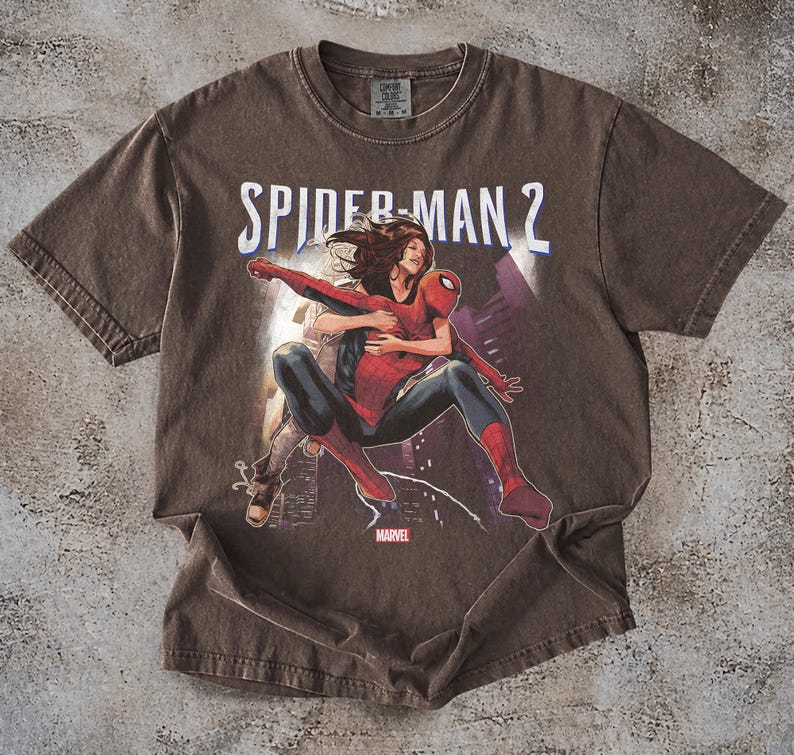Vintage Spider-Man 2 Peter Parker Mary Jane Retro Graphic Tee, Marvel-filmen T-shirt Presenter bild 4