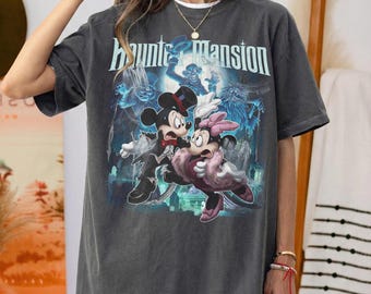 Camiseta vintage de Halloween de la Mansión Embrujada de Disney, camiseta de fantasmas autoestopistas, camiseta de Mickey y Minnie, camiseta familiar a juego de Halloween de WDW