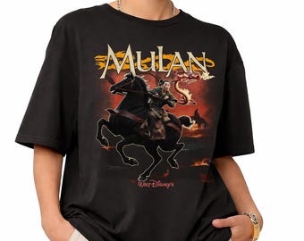 Vintage Disney Mulan Shirt, Retro Princess Mulan Horse Riding Graphic Tee, Mushu Dragon Sword Shirt, Disneyland Family Trip Vacation Gift
