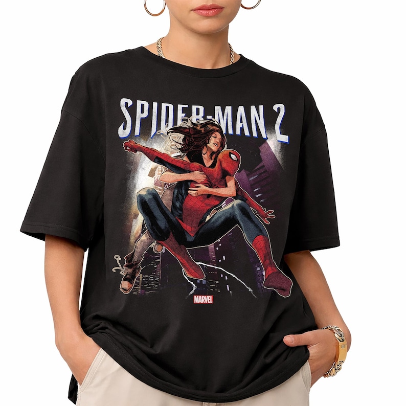 Vintage Spider-Man 2 Peter Parker Mary Jane Retro Graphic Tee, Marvel-filmen T-shirt Presenter bild 1