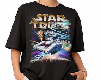 Camiseta vintage de Star Tours, camiseta de R2D2 y C3PO de Galaxy's Edge, conjuntos a juego para viajes familiares de Disney, camiseta de Disneyland Galactic Adventure