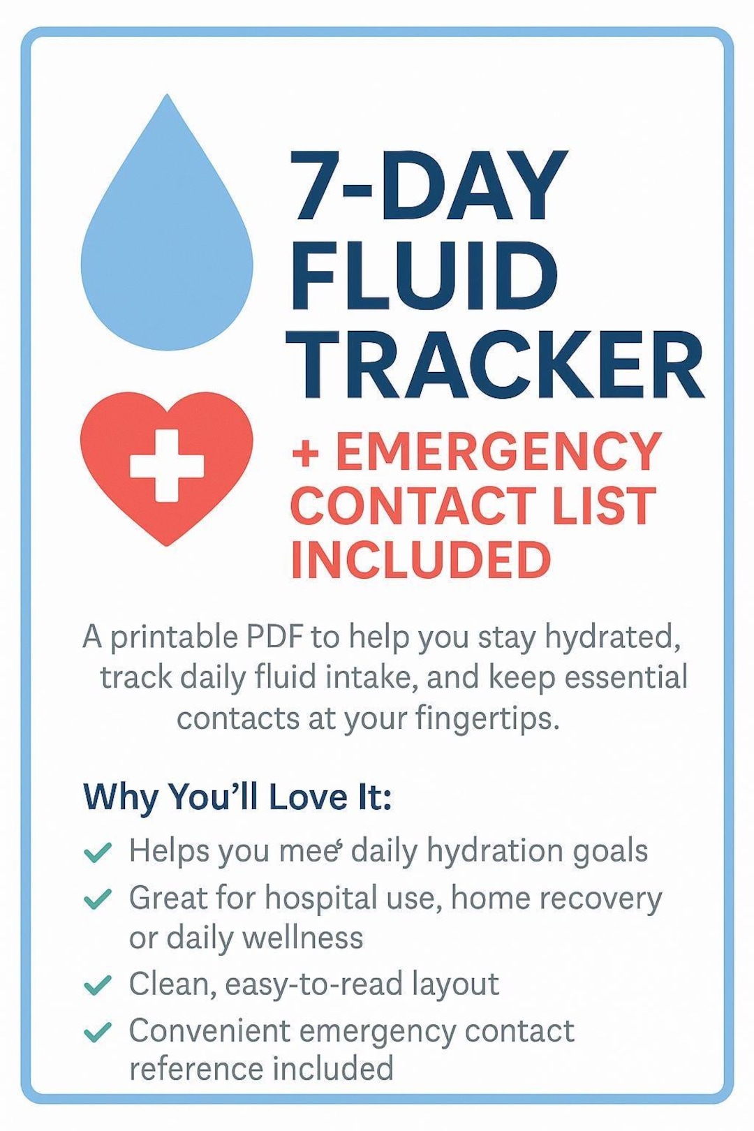 Check Fluids Daily Daily Fluid Intake Tracker | Printable & Reusable PDF | Hydration Log ...