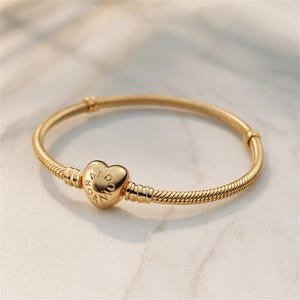 Pandora Moments Herz Verschluss Schlangenkette Armband | S925 Sterling Silber ME Bettelarmband | Zarte Frauen Armreif Geschenk