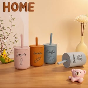 Engraved Name Silicone Baby Cup with Name 7oz,Personalized Toddler Training Cup,No Spill Baby Cup, Newborn Baby First Birthday Gifts