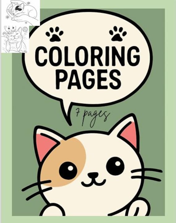 Cat Coloring Printable Pages - 7 sheets