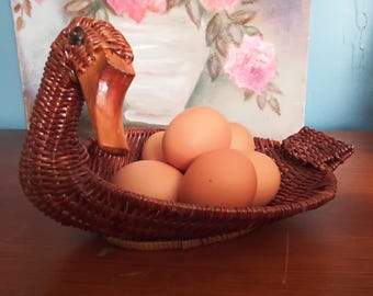 Sweet vintage wicker duck basket