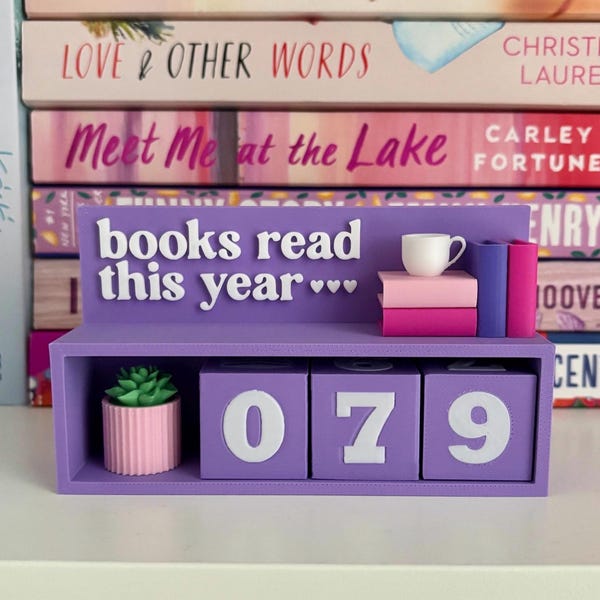 Mini Book Tracker | Books Read This Year | Book Tracker | Book Nook Decor | Bookshelf Decor | Reading Challenge | Book Counter