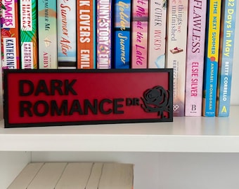 Enseigne de bibliothèque Dark Romance Library Street | Enseigne de bibliothèque | Plaque de rue | enseigne livre | Décoration livresque | Cadeaux livresques | Cadeau pour les amateurs de lecture