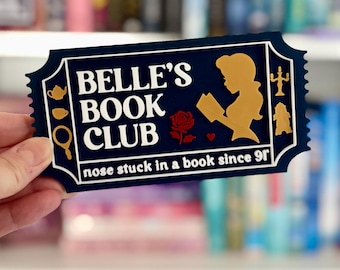 Belle's Book Club Book Ticket | 90s Nostalgia Books | Bookshelf Sign | Belle's Bookshelf | Nose Stuck in a Book Sign | Gifts for Book Lovers