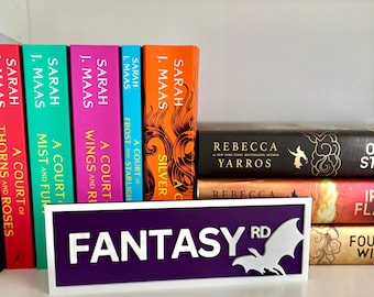 Enseigne de bibliothèque Fantasy Library Street | Enseigne de bibliothèque | Plaque de rue | enseigne livre | Décoration livresque | Cadeaux livresques | Cadeau pour les amateurs de lecture
