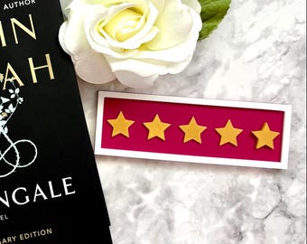 Book Rating Sign | Book Review Sign | Flat Lay Book Review Sign | Bookshelf Sign | Five Stars Sign | Gifts for Book Lovers | Bookish Decor
