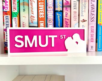 Enseigne pour étagères Smut Library Street | Enseigne de bibliothèque | Plaque de rue | enseigne livre | Décoration livresque | Cadeau pour les amateurs de lecture | Panneau livre d'amour