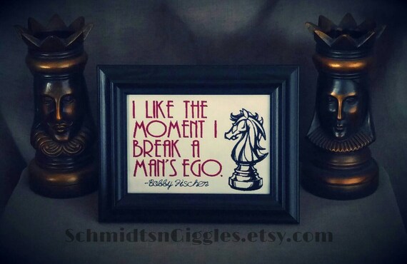 Bobby Fischer Quote 5x7inch Framed Embroidery Chess Sign Etsy