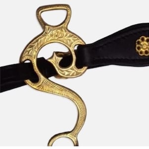 Premium Brass Hackamore Bit with Black Leather | Durable Bitless Horse Tack | Comfortable Equestrian Riding Gear