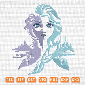 Artistic Frozen Princess Elsa Embroidery Design, Artistic Elsa Embroidery Designs, Elsa Embroidery Design, 4 Sizes Machine Embroidery Design