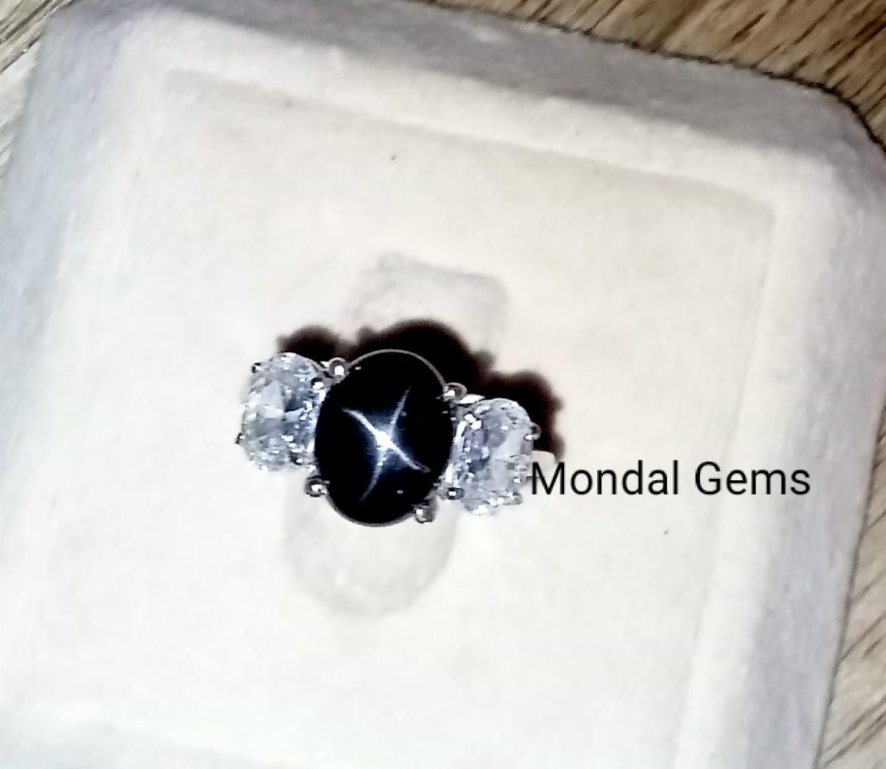 ブラックスターダイオプサイドシルバーリング：ハンドメイド925 