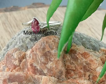 Marquise Pink Tourmaline Ring: Sterling Silver October Birthstone Jewellery