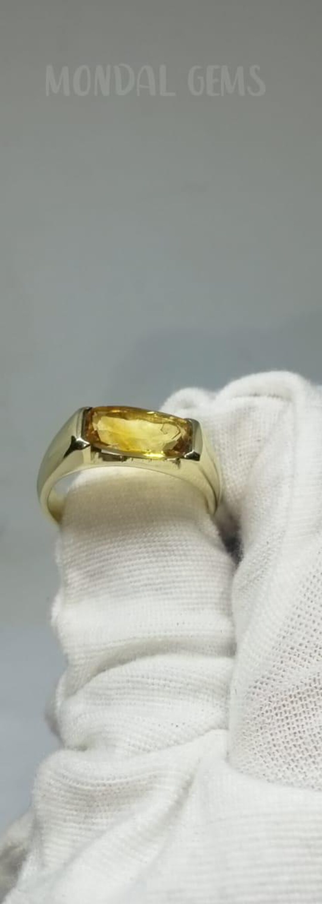Rectangular Shape Yellow Citrine Unisex Ring , Natural Handmade 925 ...